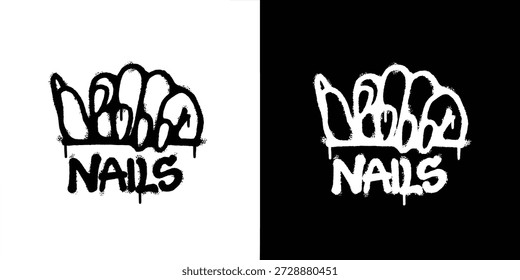 Diseño de Vector de logotipo de uñas de graffiti