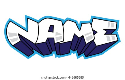 Graffiti. Name word. Street art spray paint graffiti sticker for textile prints and stamps
