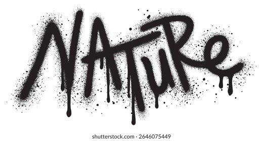 Graffiti Nature word sprayed in black over white.Vector illustration.
