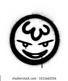 graffiti naughty icon sprayed in black over white