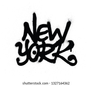 Graffiti New York word sprayed in black over white