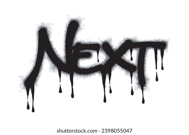 graffiti next word and symbol sprayed in black