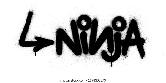 graffiti ninja word sprayed in black over white