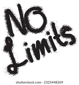 graffiti No limits text sprayed in black over white.