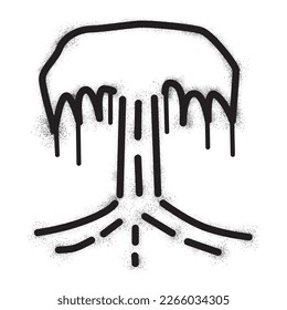 Graffiti nuclear explosion with black spray paint