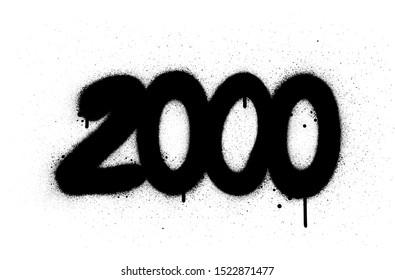 graffiti number 2000 sprayed in black over white