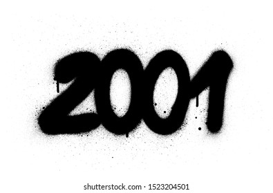 graffiti number 2001 sprayed in black over white