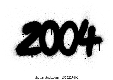 graffiti number 2004 sprayed in black over white