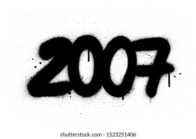 graffiti number 2007 sprayed in black over white