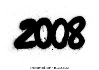 graffiti number 2008 sprayed in black over white