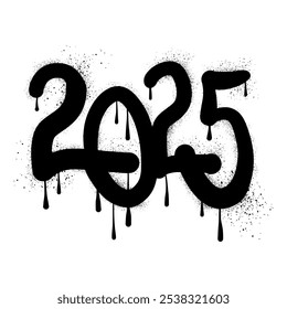 Grafite número 2025 para feliz ano novo com tinta spray preto