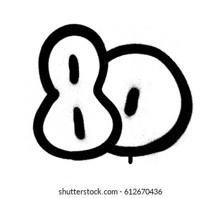 graffiti number 80 eighty sprayed in black over white