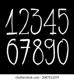 graffiti numbers. set of numbers in the style of graffiti spray paint