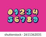 Graffiti numbers, for your logo design, inflatable numerals 0, 1, 2, 3, 4, 5, 6, 7, 8, 9, vector illustration 10.