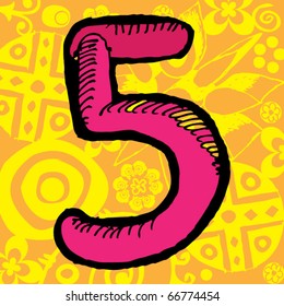 graffiti numeral, hand drawn number five