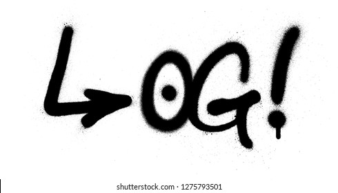 graffiti og abbreviation sprayed in black over white