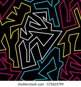 Graffiti on a black background abstract color seamless pattern grunge texture