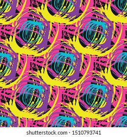 Graffiti on a geometric background seamless pattern