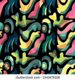 Graffiti on a geometric background seamless pattern