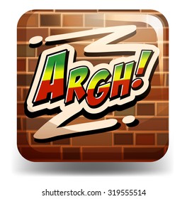 Graffiti on square badge illustration