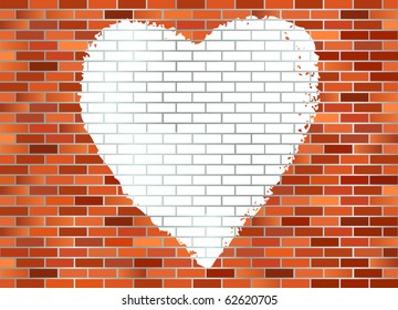 Graffiti on wall, a white hart spray painted on red brick wall