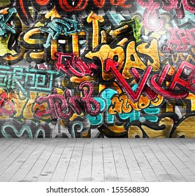 Graffiti on wall.Illustration contains transparency and blending effects, eps 10