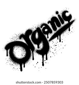 Texto orgánico del graffiti rociado en negro sobre blanco.