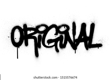 graffiti original word sprayed in black over white