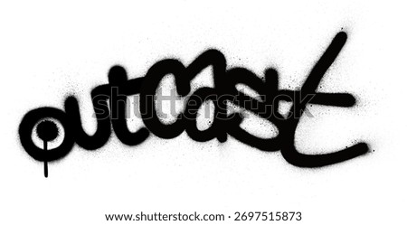 graffiti outcast word sprayed in black over white