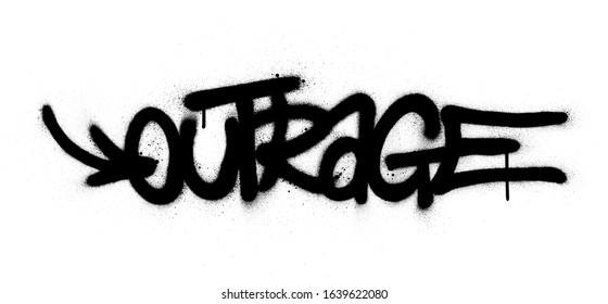 graffiti outrage word sprayed in black over white