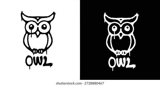 Diseño de Vector de logotipo de pájaro de búho de graffiti
