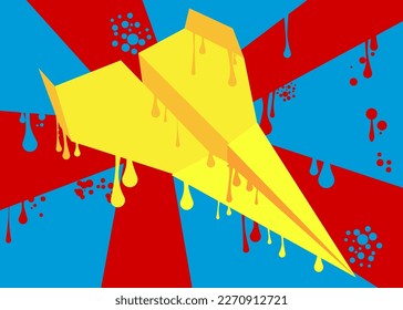 Graffiti Paper Airplane. Abstract modern street art decoration performed in urban painting style.