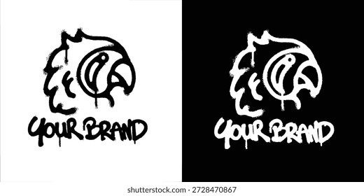 Graffiti Parrot Bird logo diseño de Vector