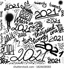 Graffiti-Muster Neujahr 2021