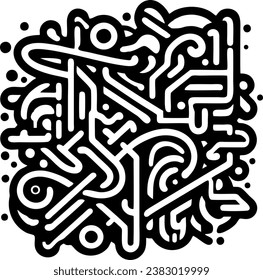 graffiti pattern picture graphic vector illustration
This vector image of a black abstract graffiti drawing with swirls and straight lines.