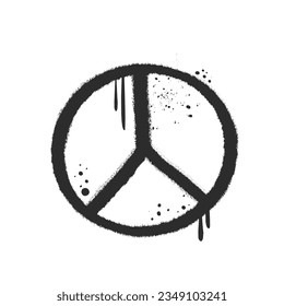 Graffiti peace symbol. Urban grunge painted spray paint. Peace symbol spray textured vector illustration for t-shirts; banners; cover