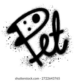 Texto del graffiti del animal doméstico rociado en negro sobre blanco.