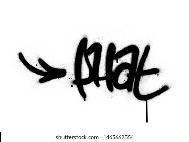 graffiti phat word sprayed in black over white