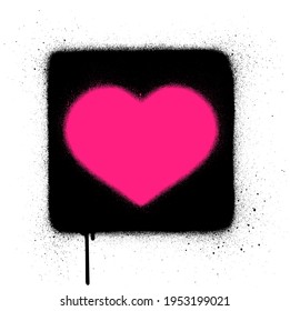 graffiti pink heart icon sprayed over black heart