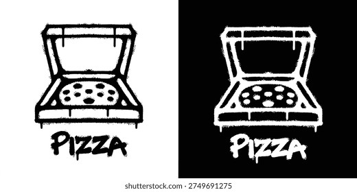 Graffiti pizza box logo vector design