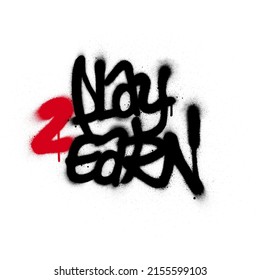 graffiti play to earn text sprayed in black over white