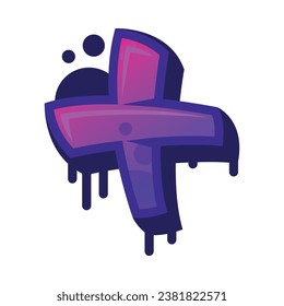 Graffiti Plus als violette, fette, mathematische Zeichenvektorgrafik