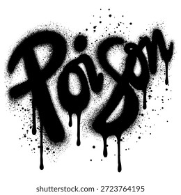 Texto del veneno del graffiti rociado en negro sobre blanco.