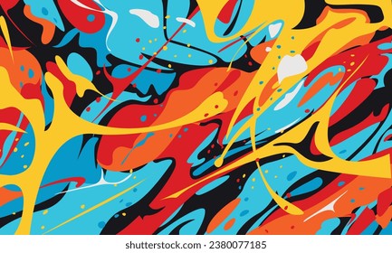 Graffiti pop art background on the wall abstract vector colorfull pattern wallpaper art Abstract Hand Drawing Spray Paint Camouflage Brush Strokes Clouds Dots Ink Paint Background