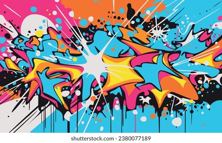 Graffiti pop art background on the wall abstract vector colorfull pattern wallpaper art Abstract Hand Drawing Spray Paint Camouflage Brush Strokes Clouds Dots Ink Paint Background