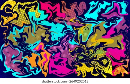 Graffiti pop art background on the wall abstract colorful pattern wallpaper art Abstract Hand Drawing Spray Paint Brush Strokes Dots Ink Paint Background