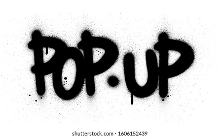 graffiti pop up text sprayed in black over white