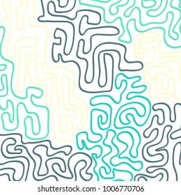 Graffiti Psychedelic Background. Abstract Motif with Labyrinth of Tangled Lines. Organic Hippie Style. Crazy Cartoon Pattern