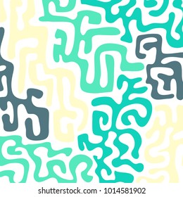 Graffiti Psychedelic Background. Abstract Motif with Labyrinth of Tangled Lines. Organic Hippie Style. Crazy Cartoon Pattern