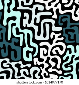 Graffiti Psychedelic Background. Abstract Motif with Labyrinth of Tangled Lines. Organic Hippie Style. Crazy Cartoon Pattern